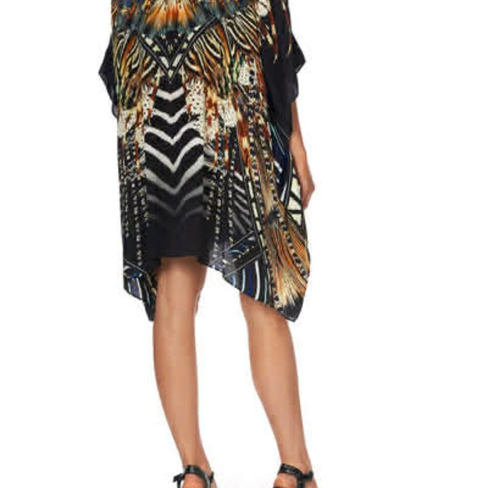 CAMILLA Lost Paradise Silk Short Lace Up Kaftan | Crystal Embellished | $549 - Picture 10 of 12